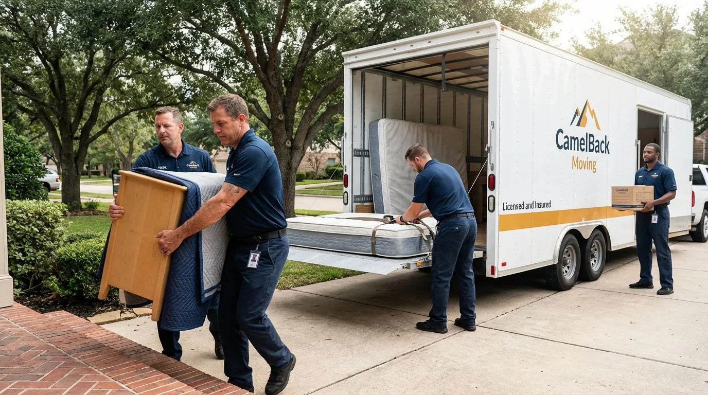 Crew loading residential truck for cross-state move from Lowellville, OH