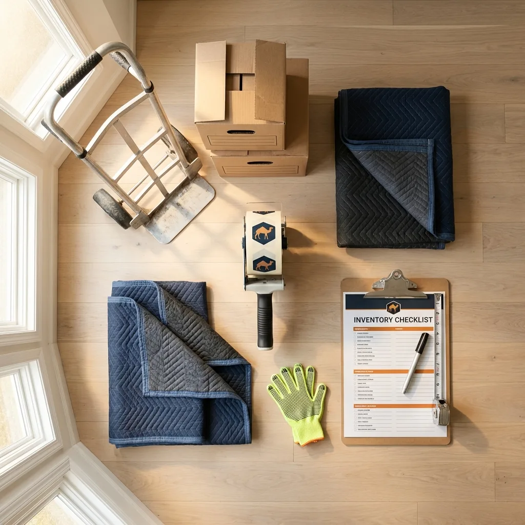 Professional moving supplies and packing materials layout for Lowellville residential relocations